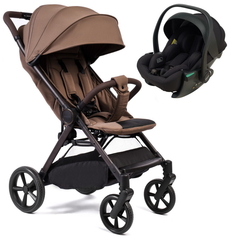Прогулочная коляска Peppy Vigo с автокреслом Jet Black Mocca мокко