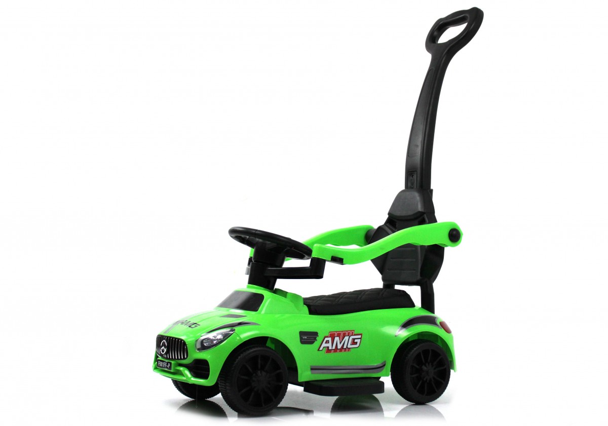 Детский толокар RiverToys F001FF-P с родительской ручкой зеленый