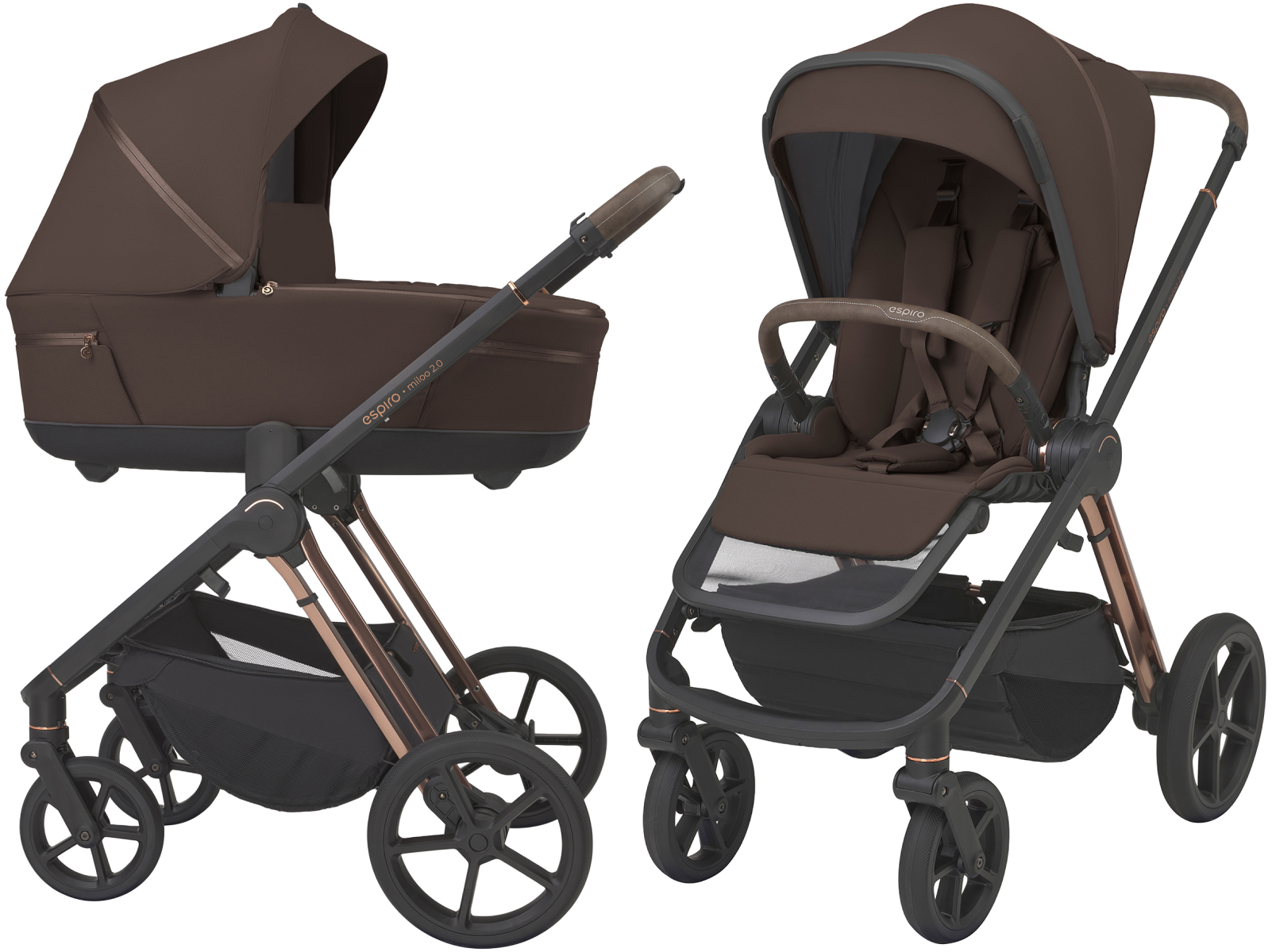 Детская коляска 2 в 1 Espiro Miloo 2.0 308 exellent chocolate