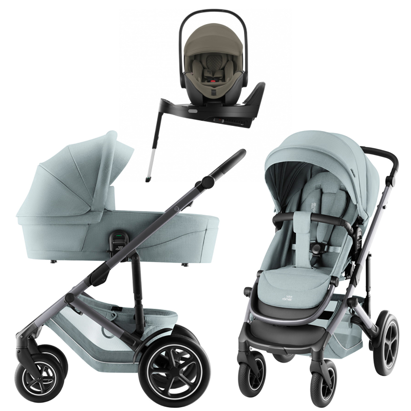Коляска 4 в 1 Britax Roemer Smile 5Z Style и автокресло Baby-Safe PRO LUX Urban Olive + Vario Base 5Z Harbor Blue