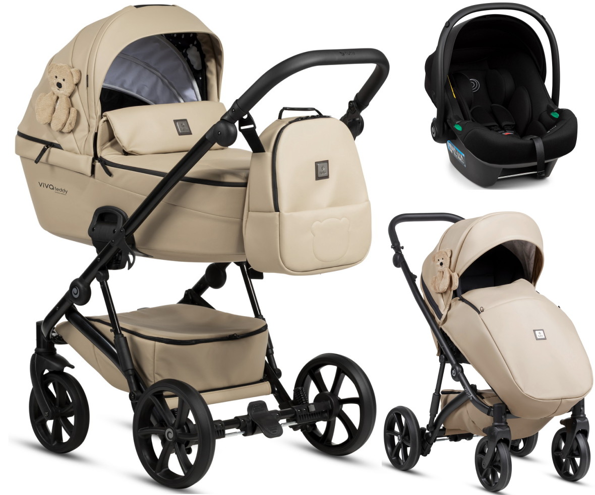 Детская коляска Tutis Viva 5 Plus Teddy 3 в 1 с автокреслом Elo Lux Black 111 Creamy