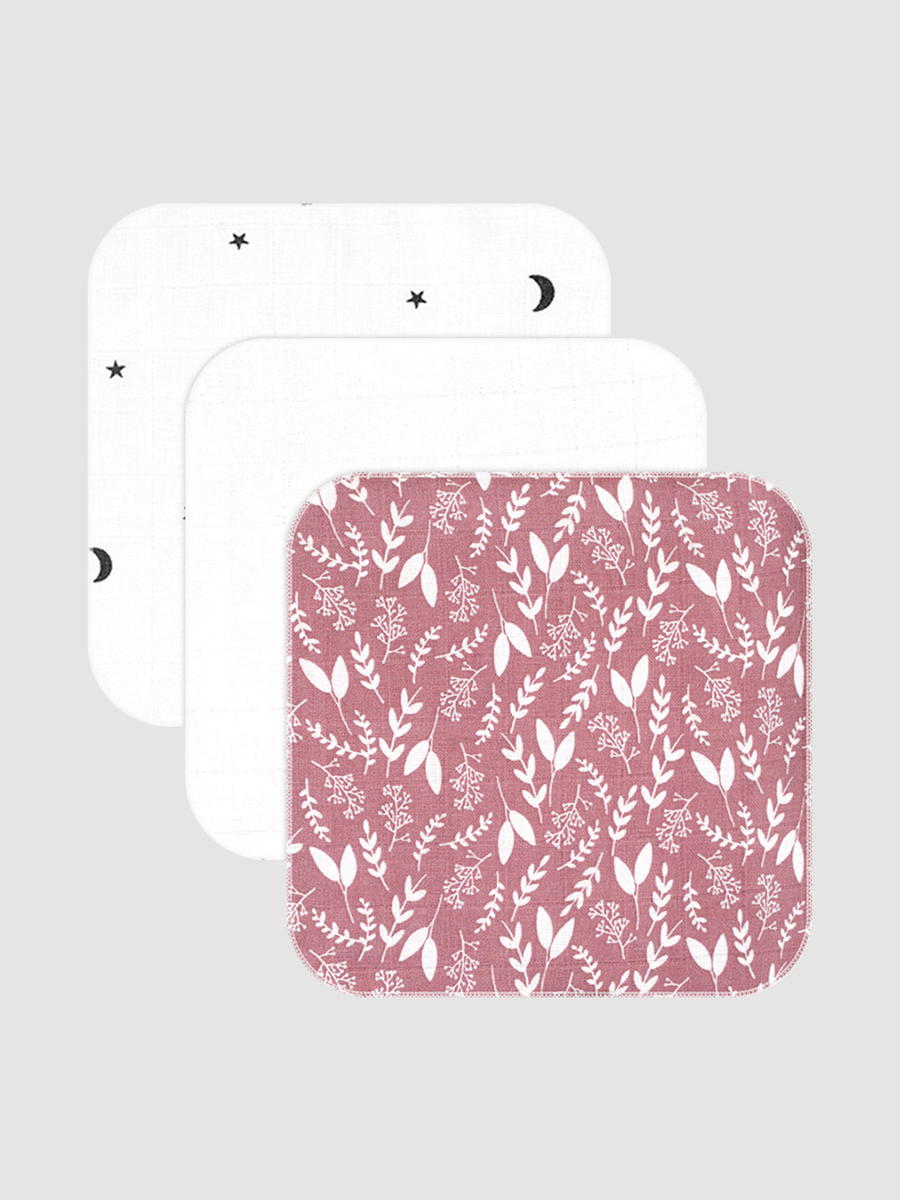 Муслиновые салфетки Mjolk 3 шт 23х23 см Botanica/White/Ночное небо