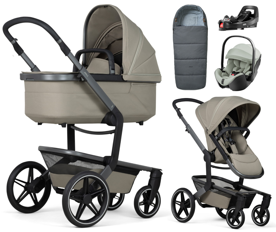 Детская коляска 4 в 1 Joolz Day 5 и автокресло Britax Roemer Baby-Safe Pro Style Sage green и база Vario Base 5Z без адаптеров + конверт в подарок Sage green