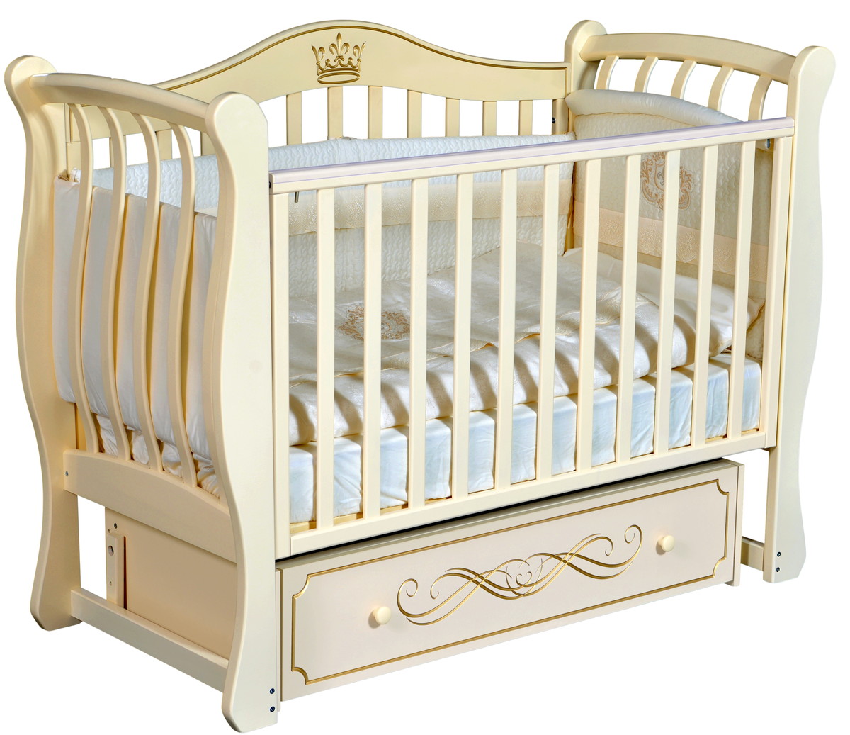 Детская кроватка ByTwinz Emma 2 универсальный маятник слоновая кость