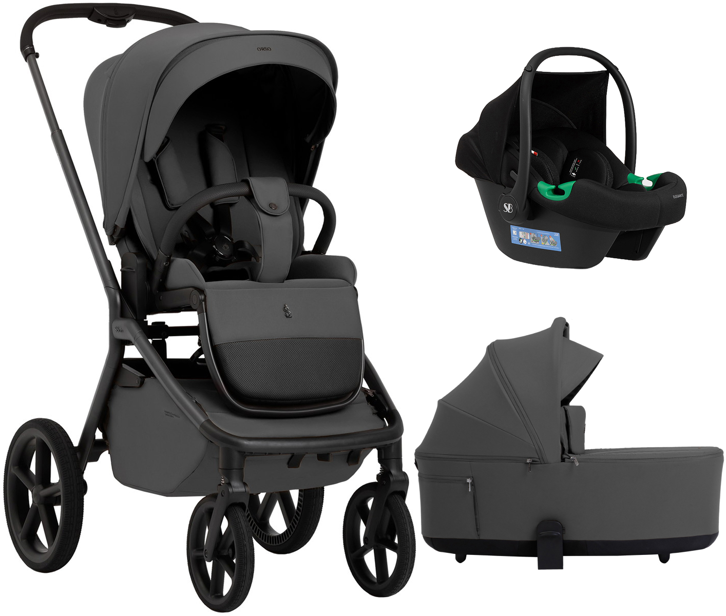 Коляска 3 в 1 Sweet Baby SBL Orso + автокресло Elegante Plus Dark Grey