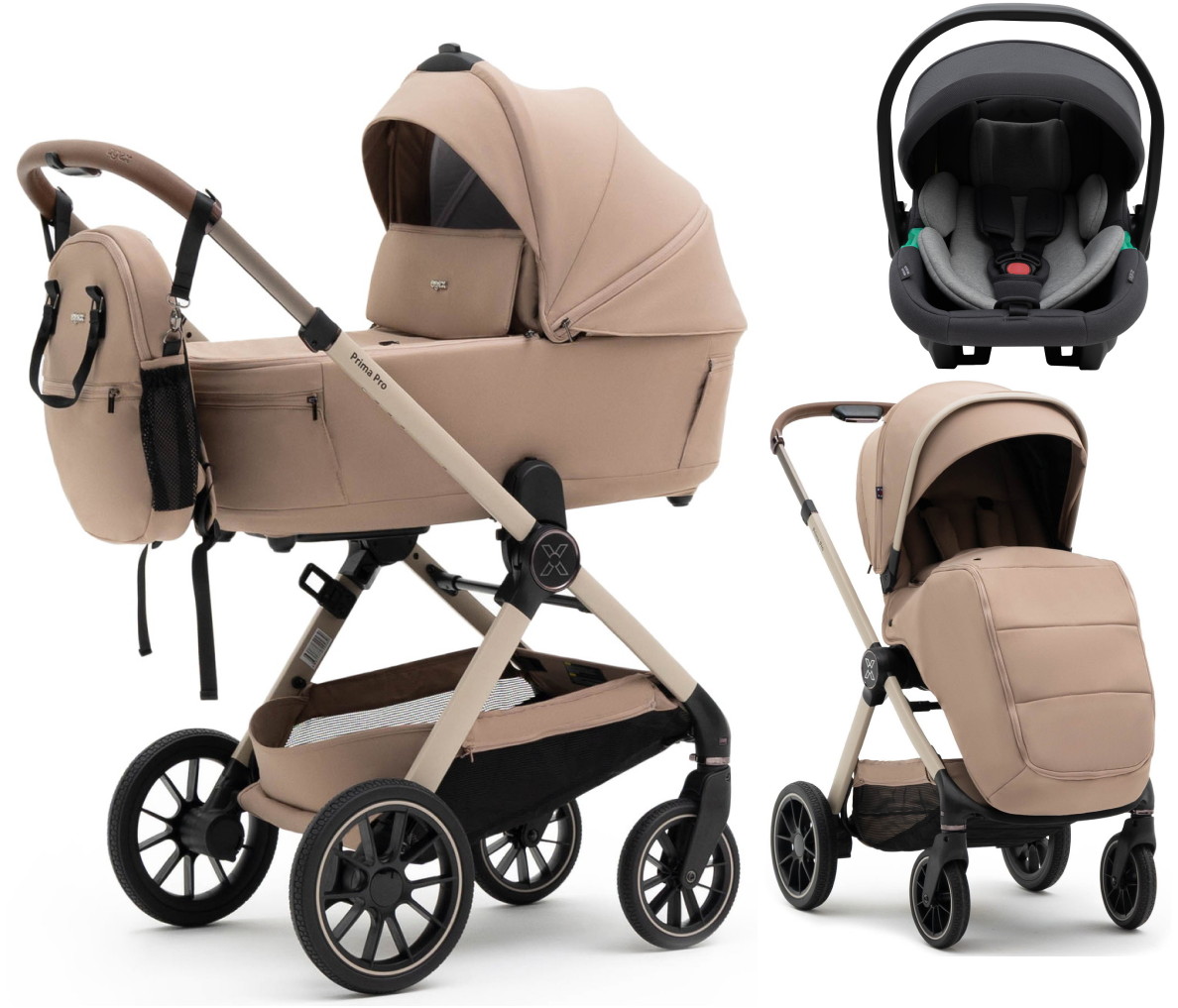 Коляска Agex Prima Pro 3 в 1 с автокреслом i-Team ATG519 Grey APP232 Beige (Бежевый)