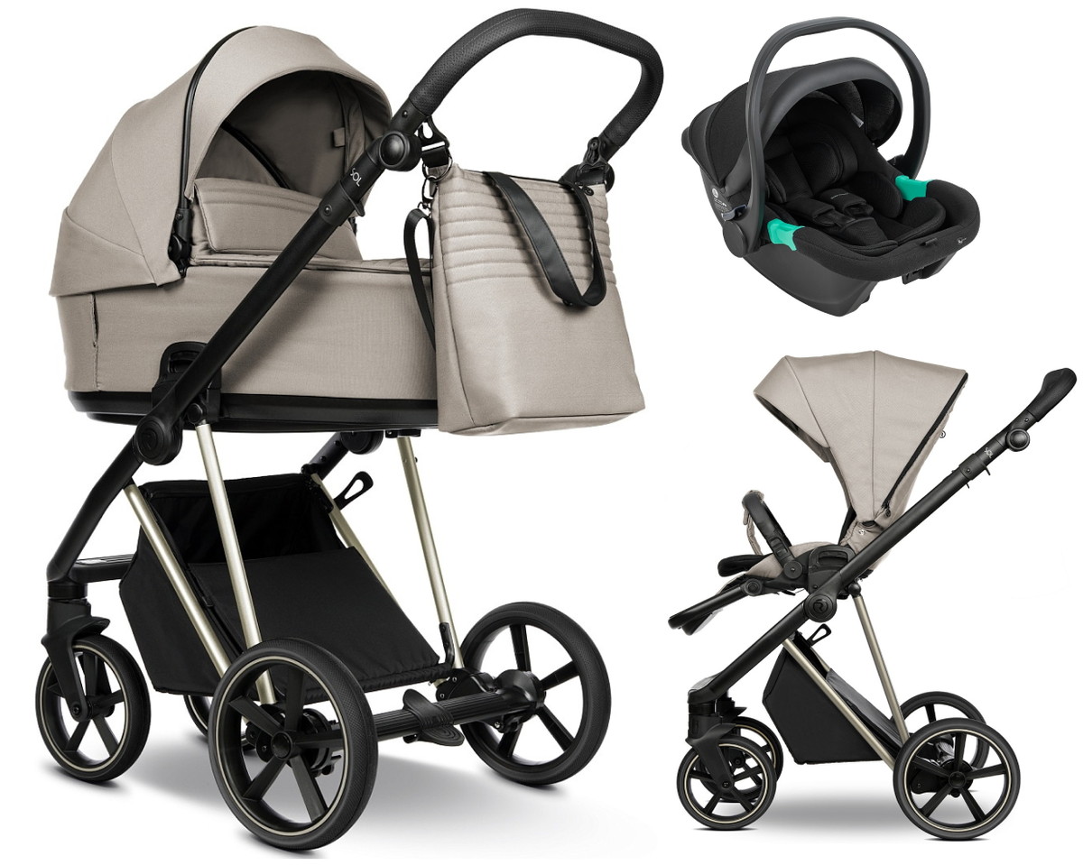 Детская коляска Roan Sol Vintage Luxury 2.0 3 в 1 с автокреслом Pituso Santiso Pro VIN 06/HZ Hazel/Champagne/руч.Black
