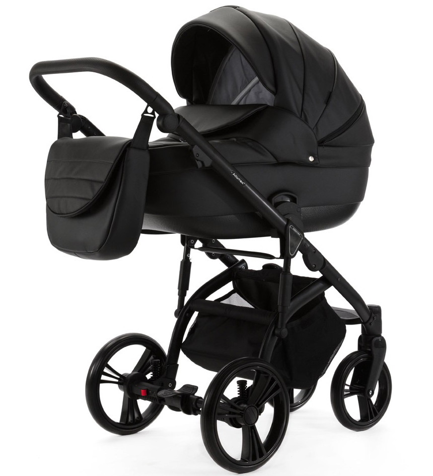 Детская коляска Adamex Lanti Deluxe 3 в 1 LN-SA2 (ЧЕРНАЯ КОЖА)
