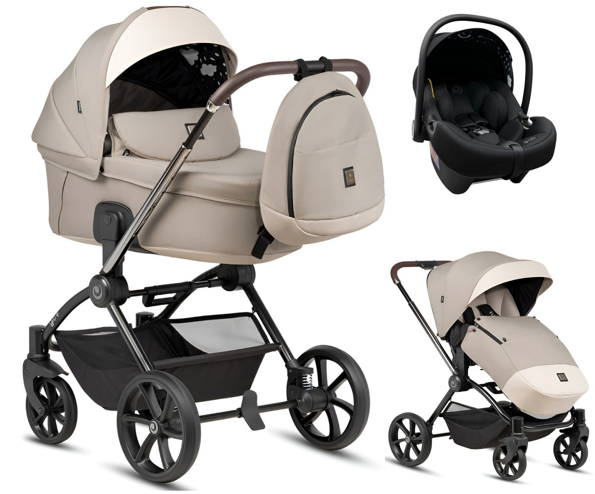 Детская коляска Tutis Gio Plus 3 в 1 с автокреслом Elo Lux EduSky Black 1552180 Beige