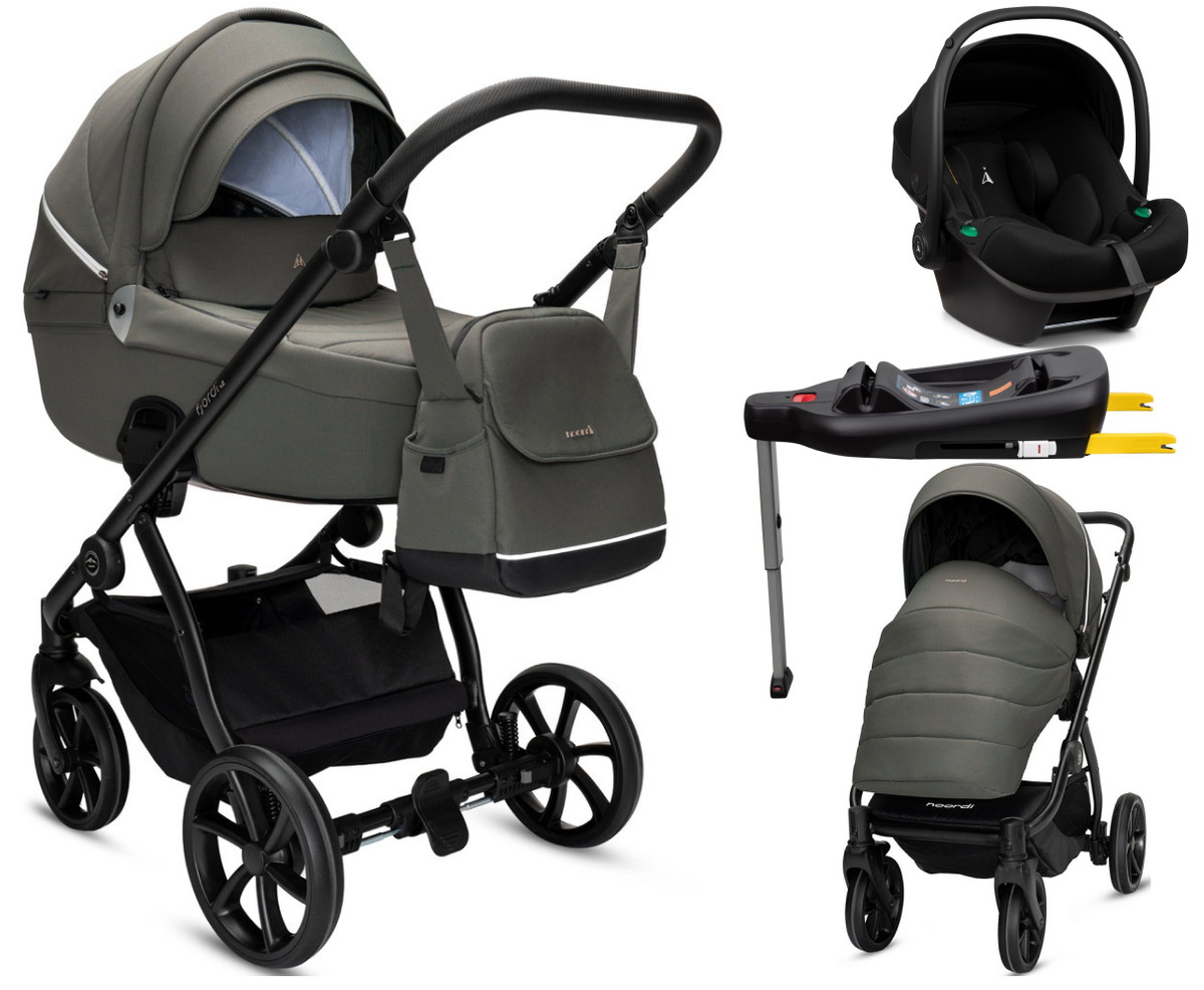Детская коляска Noordi Fjordi V2 4 в 1 с автокреслом Terra Black и базой 1462150 Alpine Moss