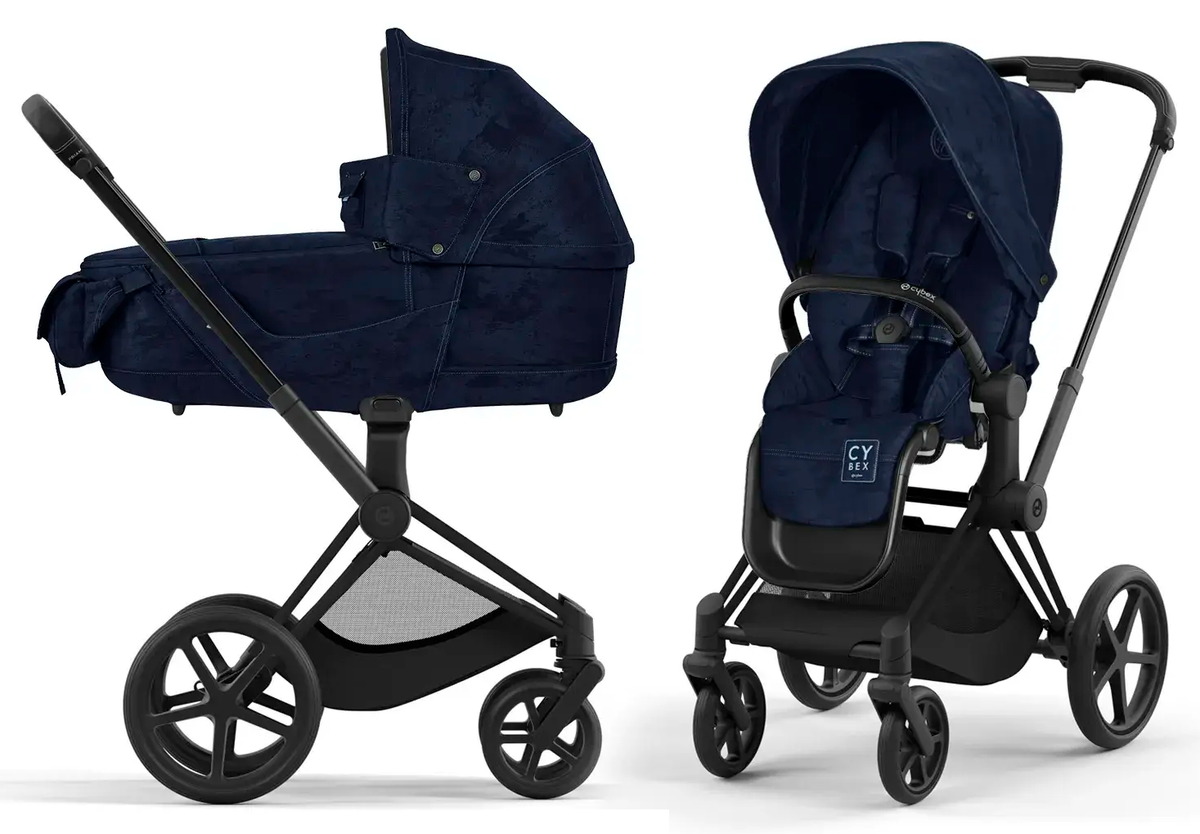 Коляска Cybex Priam IV Fashion Collections Rebellious Luxury Denim Blue 2 в 1 Matt Black