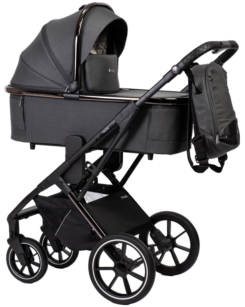 Детская коляска Peppy Tecla 3 в 1 Shadow Antrazit Chrome Edition (Графитовый)