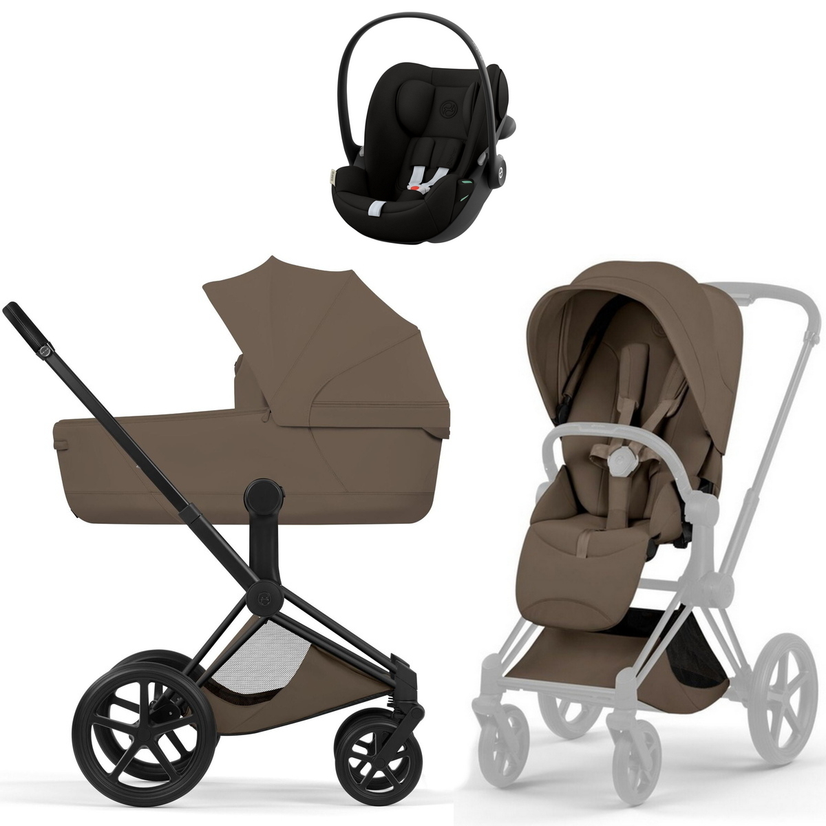 Коляска Cybex Priam V Matt Black Style Cloud G3 Magic Black 3 в 1 Coconut Brown