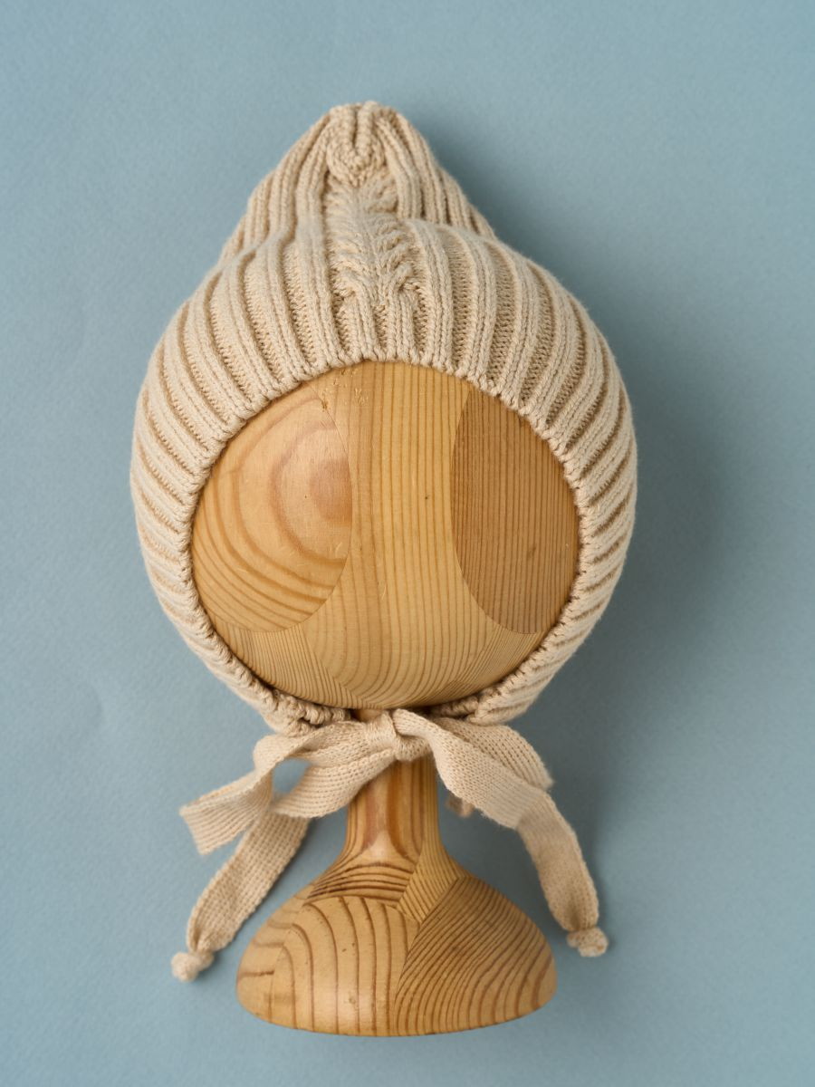 Шапочка вязаная Little Star Эльф Ниточки Клубочки хлопок 8558 бежевый 38