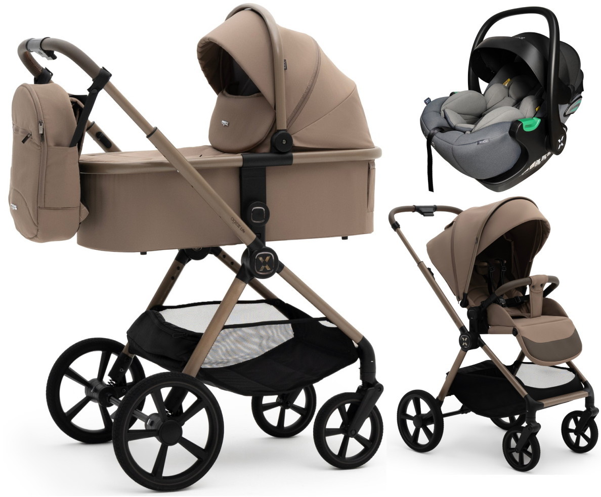 Коляска Agex Life 3 в 1 матовая рама с автокреслом i-Safe S Grey ALB620 Taupe Beige (Бежевый)