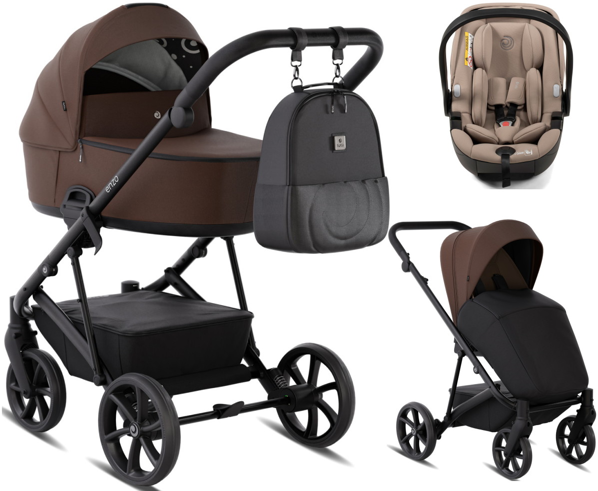 Детская коляска Tutis Enzo 3 в 1 с автокреслом Beno Beige 1702548 Шоколад/ Chocolate