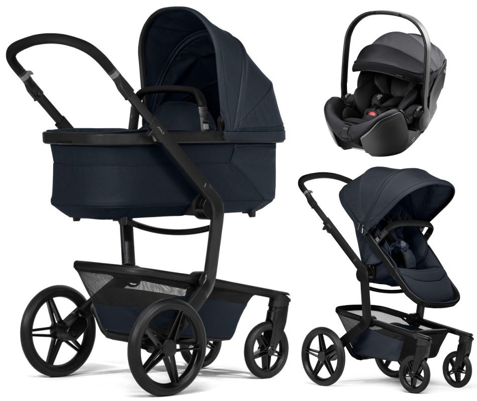 Детская коляска 3 в 1 Joolz Day 5 и автокресло Britax Roemer Baby-Safe Pro Style Carbon Black Dark Navy Blue