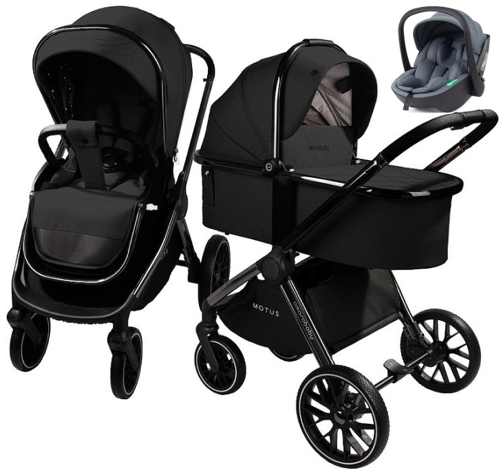 Детская коляска AmaroBaby Motus V2 3 в 1 с автокреслом Rant Miro Graphite черный