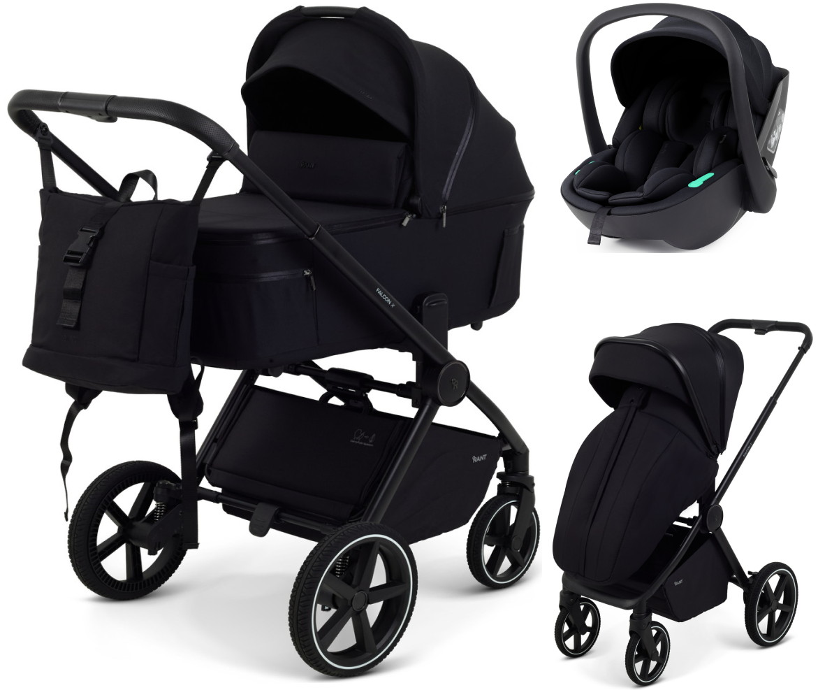 Детская коляска Rant Falcon X 3 в 1 RA126 с автокреслом Miro Black Black