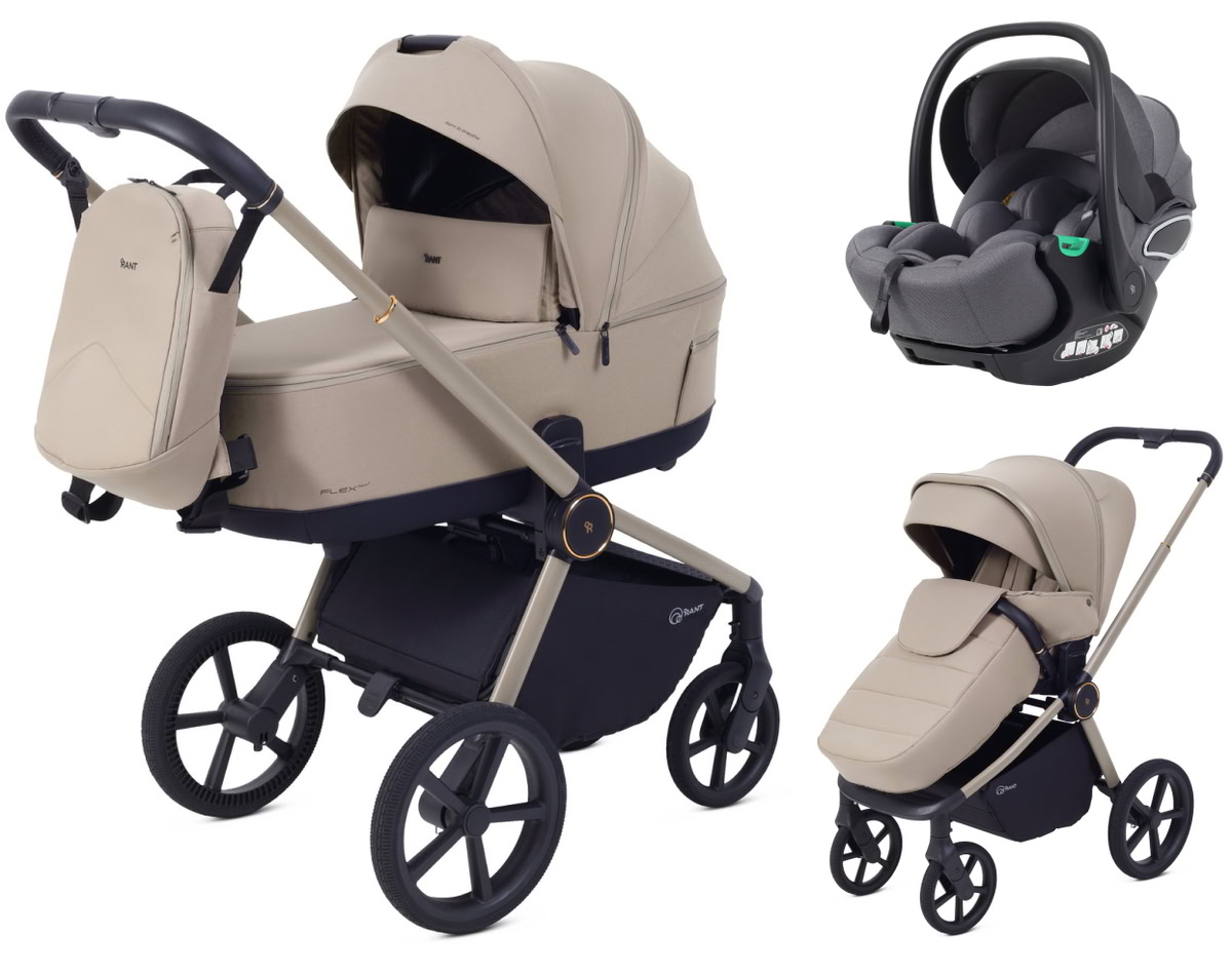 Детская коляска Rant Flex Therm Soft 3 в 1 с автокреслом Evomax Grey Sandy Beige