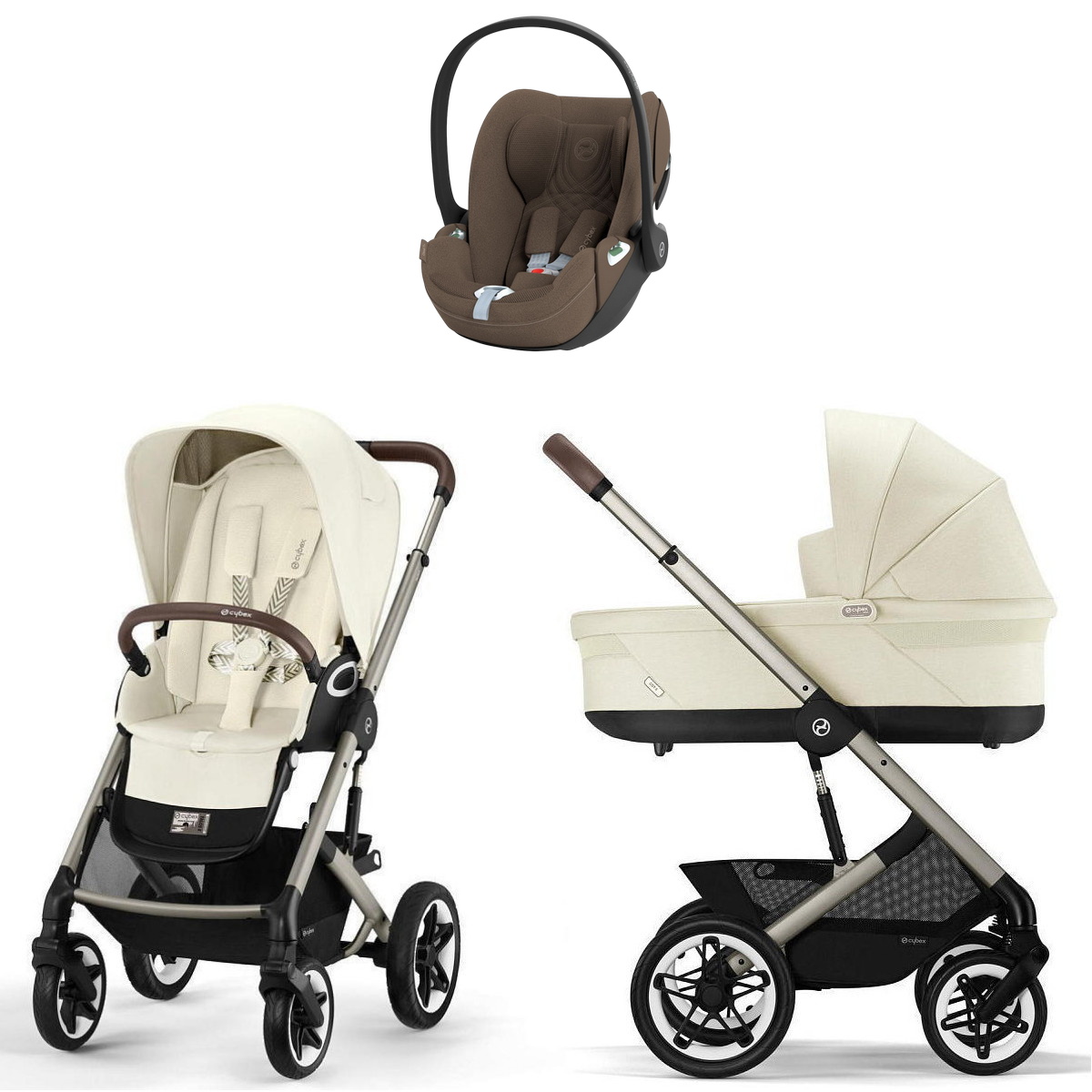 Коляска Cybex Talos S Lux TPE complete Cloud T Coconut Brown Plus 3 в 1 Seashell Beige с дождевиками