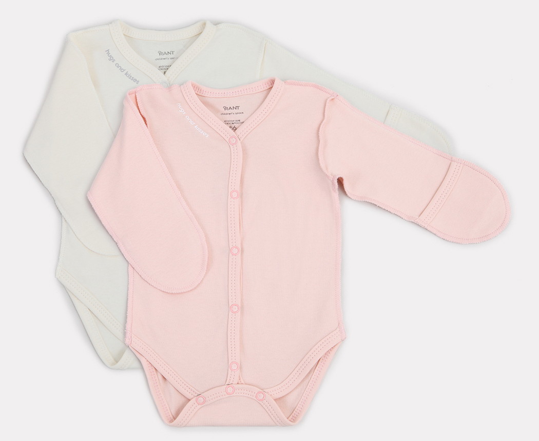 Боди Rant Hugs and Kisses с длинным рукавом 2 шт. 6772 Soft pink 56