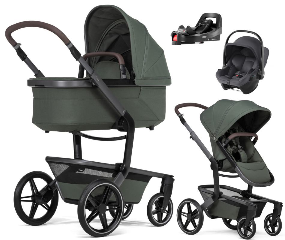 Детская коляска 4 в 1 Joolz Day 5 и автокресло Baby-Safe Core Midnight Grey2 и база Vario Base 5Z Forest Green