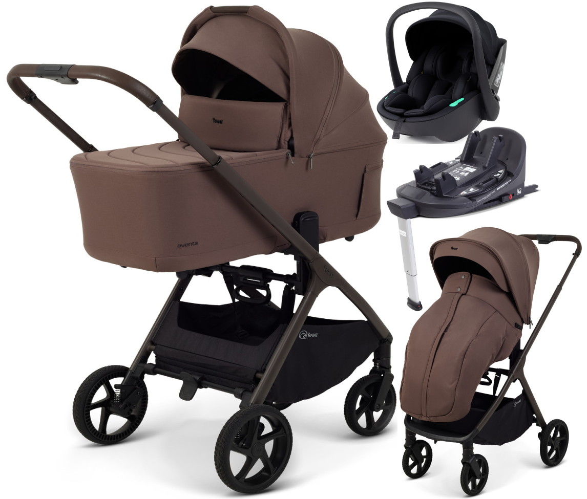 Детская коляска Rant Aventa 4 в 1 с автокреслом Miro Black и базой Beige