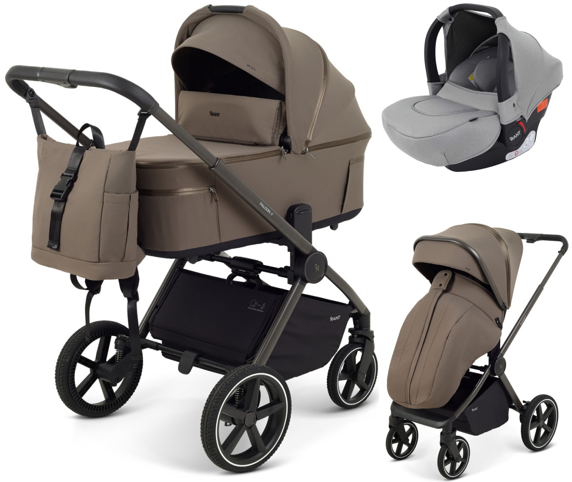 Детская коляска Rant Falcon X 3 в 1 RA126 с автокреслом Cruise Grey Mocca