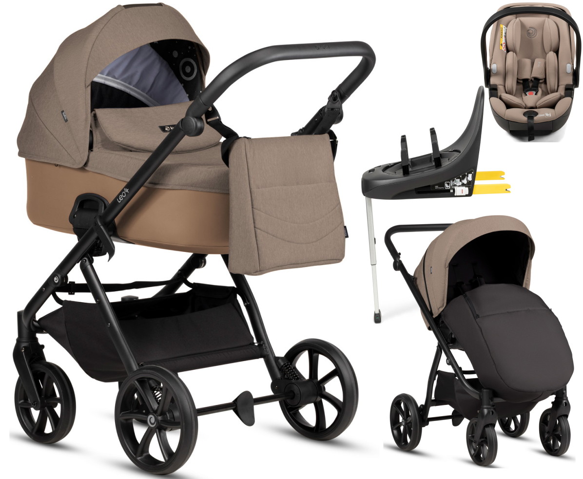 Детская коляска Tutis Leo 3 Plus 4 в 1 с автокреслом Beno Beige и базой 1582262 Towny