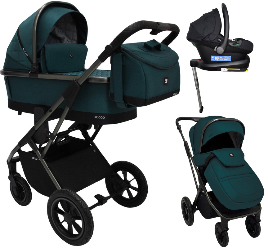 Коляска 4 в 1 Sweet Baby Rocco Air + автокресло Elegante Plus с базой i-Size ISOFIX DK780 Green (Air)