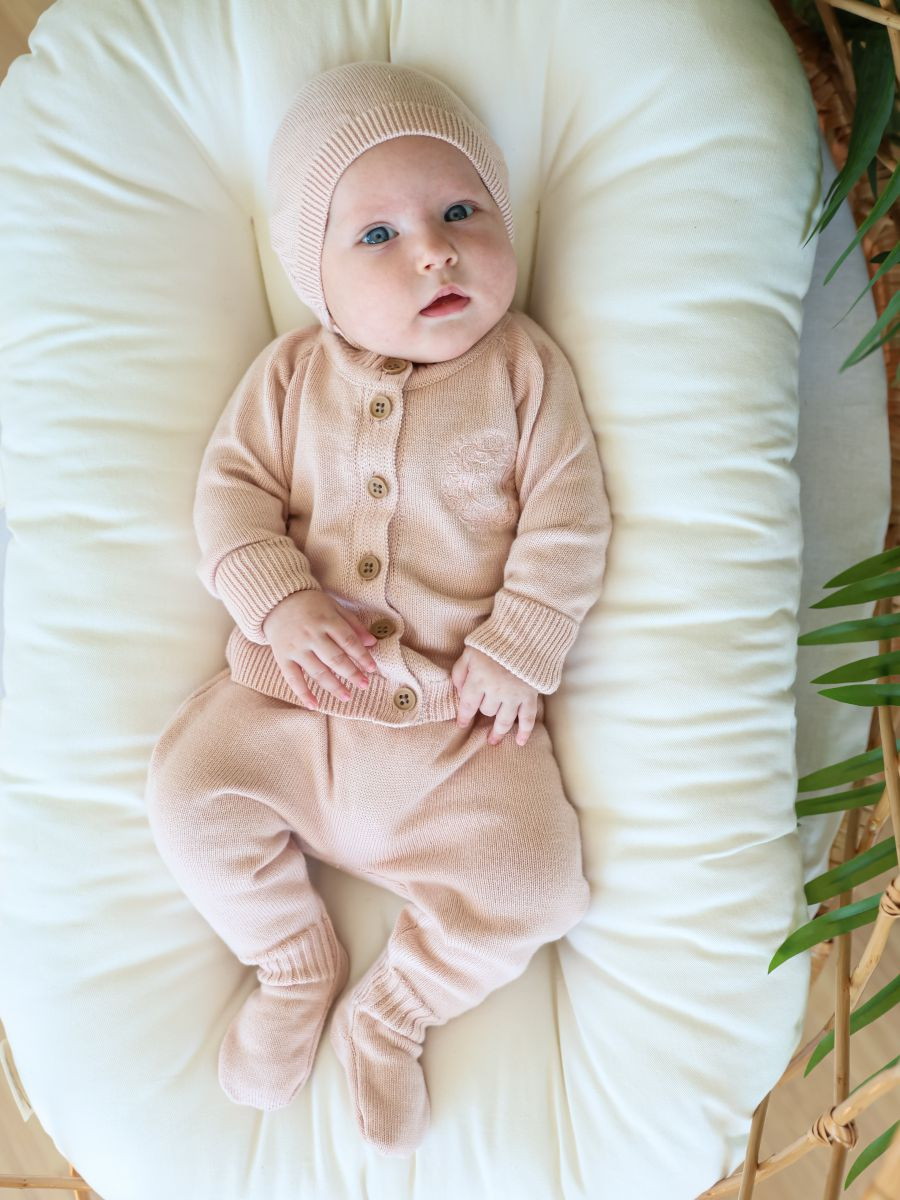 Комплект 3 пр. Little Star кофточка ползунки чепчик 80034 вышивка, кораллово-розовый 62
