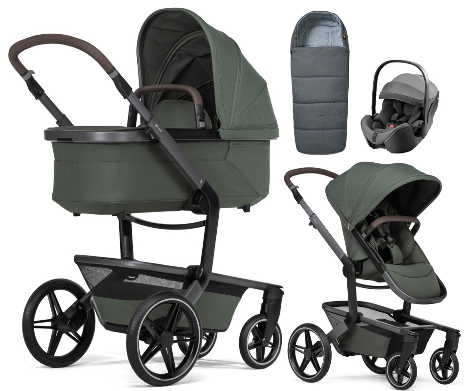 Детская коляска 3 в 1 Joolz Day 5 и автокресло Britax Roemer Baby-Safe Pro Style Mineral Grey + конверт в подарок Forest green