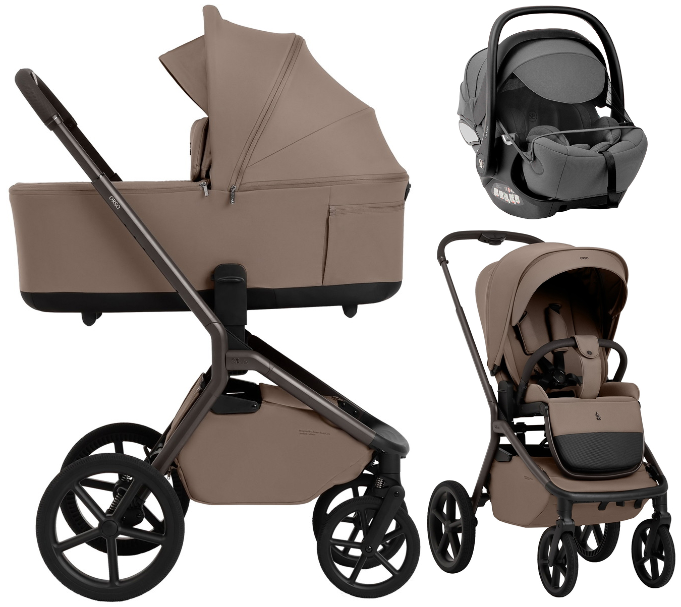 Коляска 3 в 1 Sweet Baby SBL Orso New + автокресло Premier Grey New Dark Beige
