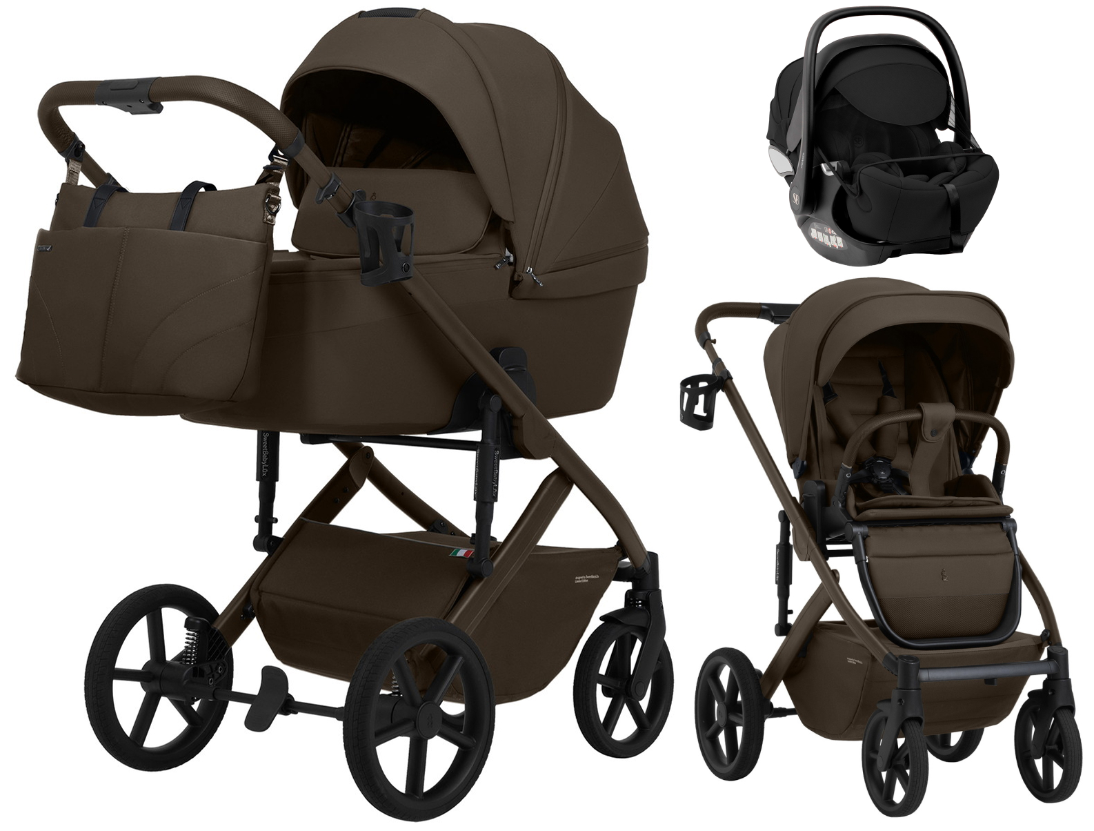 Коляска 3 в 1 Sweet Baby SBL Dolce + автокресло Premier Black Dark Beige