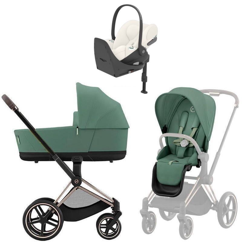 Коляска Cybex Priam IV Rosegold complete Cloud T Off White Plus Base T 4 в 1 Leaf Green