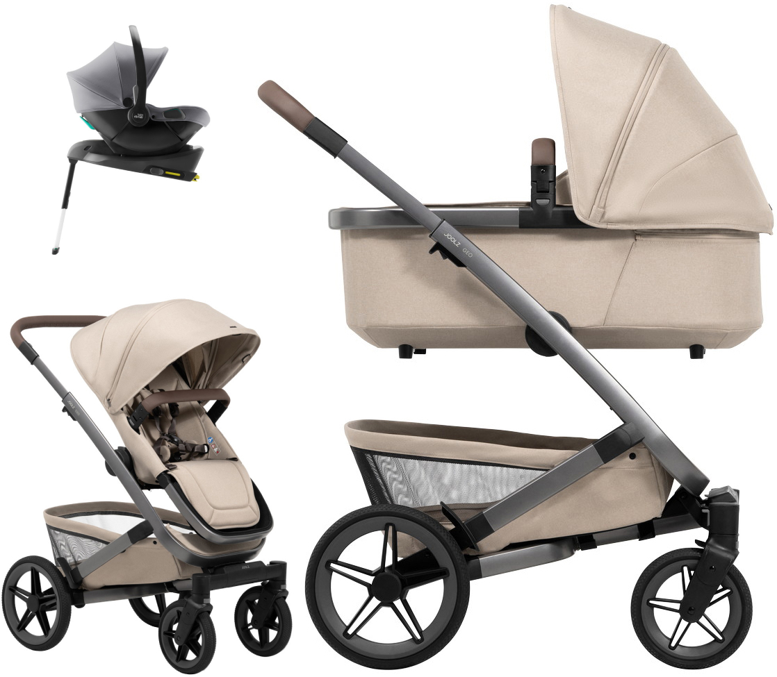 Детская коляска 4 в 1 Joolz Geo5 и автокресло Baby-Safe Core Frost Grey и база Baby-Safe Core без адаптеров Sandy Taupe
