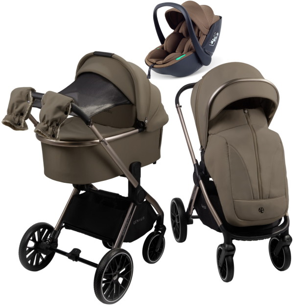 Детская коляска AmaroBaby Genius 3 в 1 с автокреслом Rant Miro Moca коричневый