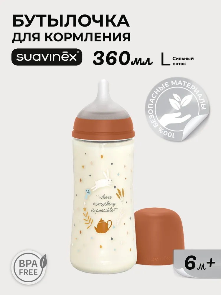 Пластиковая бутылочка Suavinex Wond для детского питания 360 мл 308758 TEXT BG