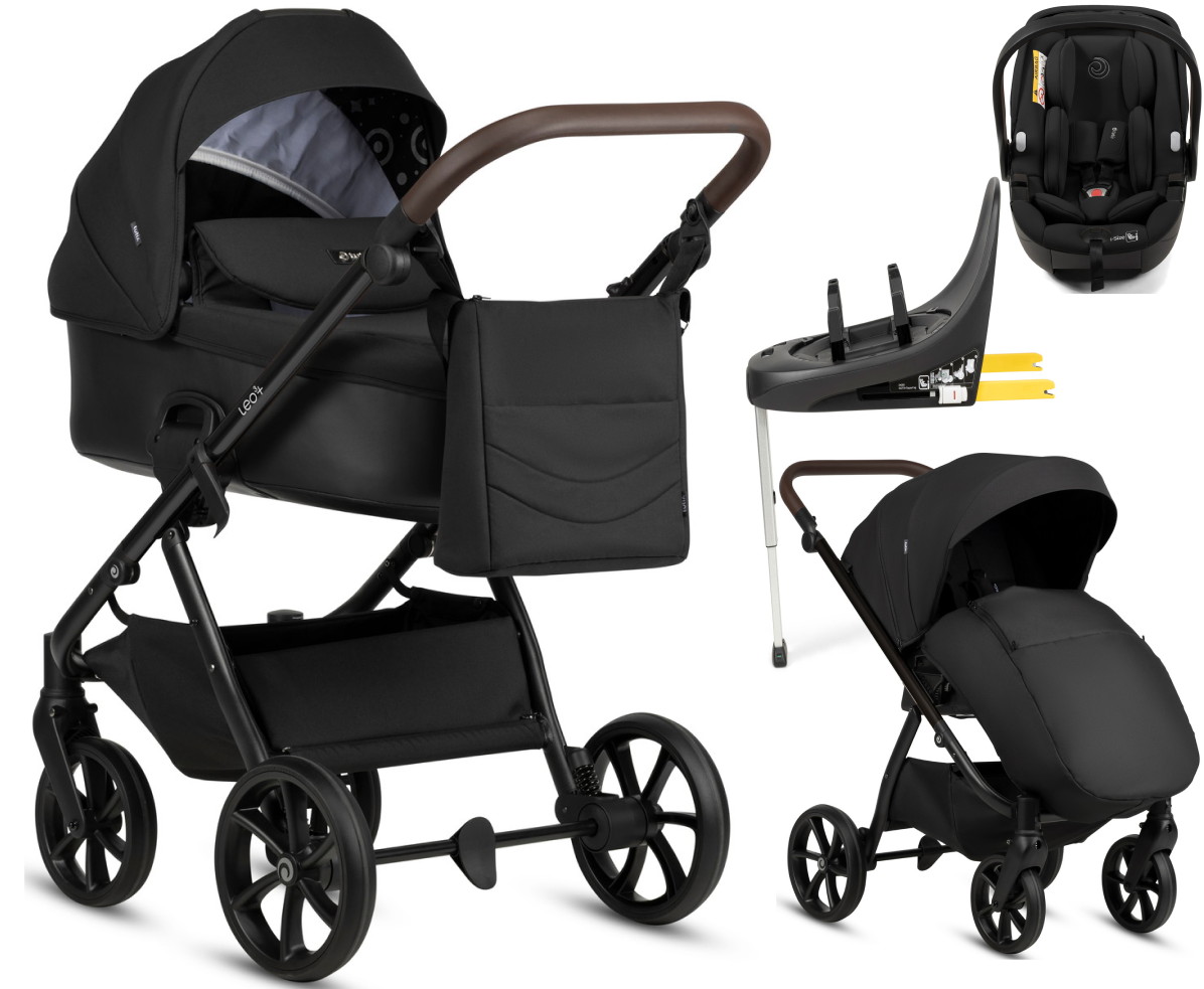 Детская коляска Tutis Leo 3 Plus 4 в 1 с автокреслом Beno Black и базой 1582201 Black