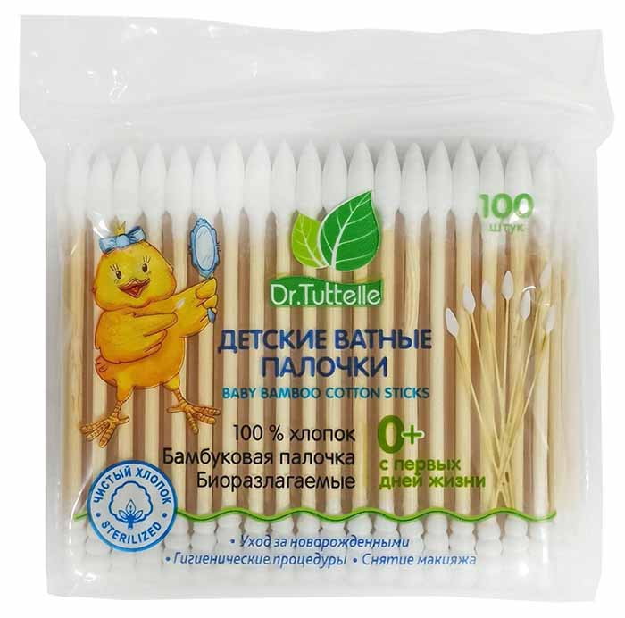 Ватные палочки Dr.Tuttelle двойные спиралевидной и коническая намотка 100 шт