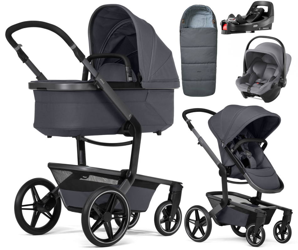 Детская коляска 4 в 1 Joolz Day 5 и автокресло Baby-Safe Core Frost Grey и база Vario Base 5Z + конверт в подарок Stone grey
