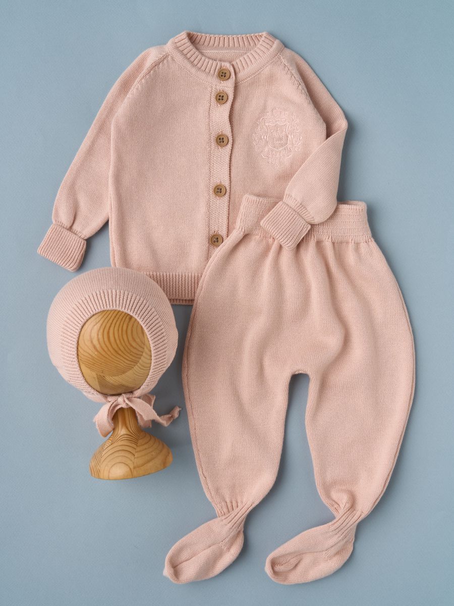 Кофточка, ползунки, чепчик Little Star Вышивка 80034-3 (ЧЗ-мз) кораллово-розовый 56