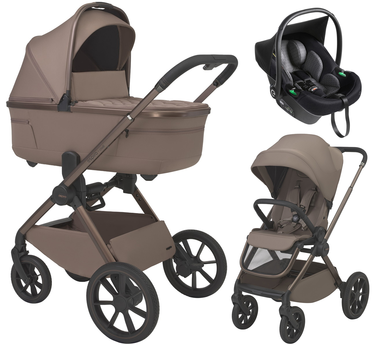 Детская коляска 3 в 1 Espiro Clodi и автокресло Pi Black 08 fashionable brown