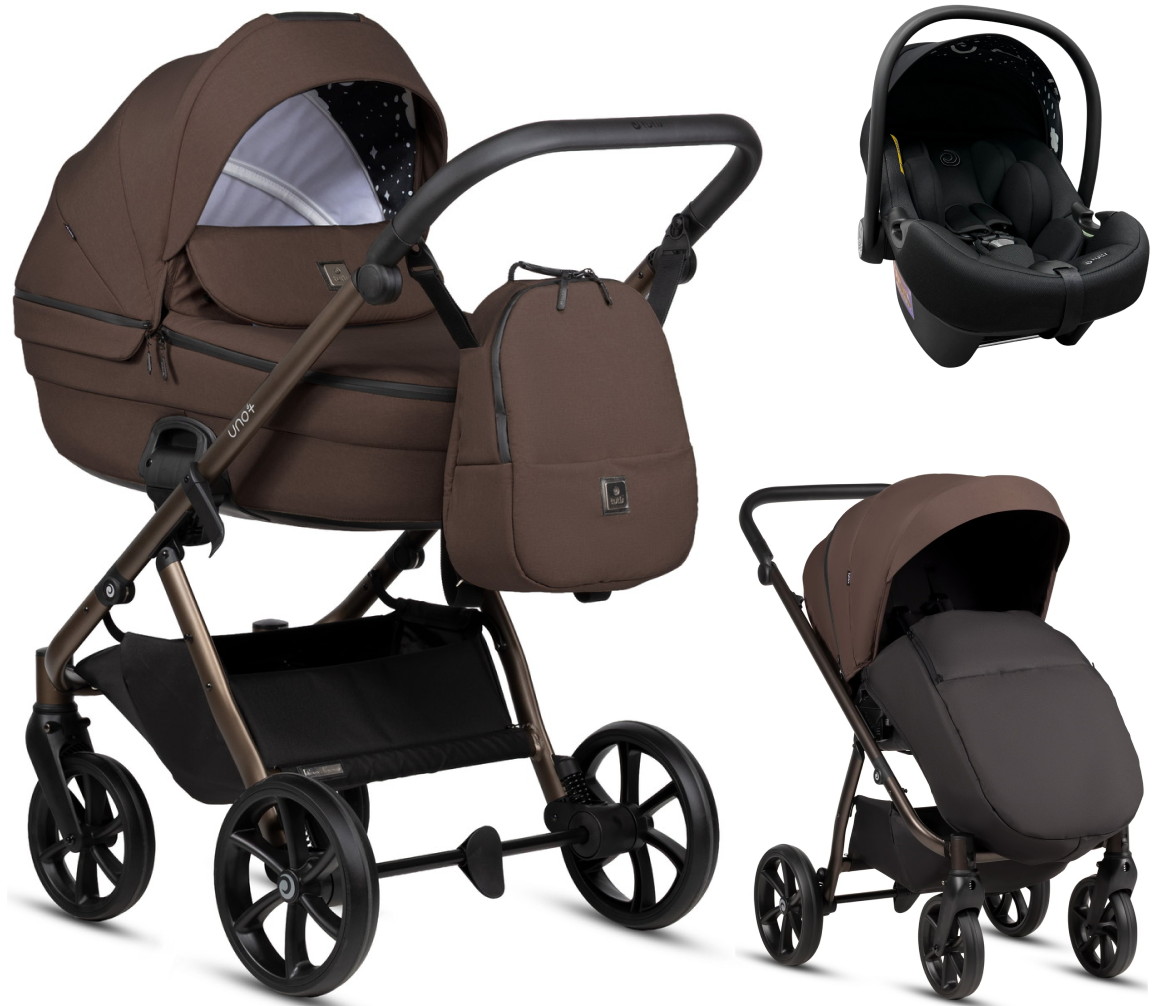 Детская коляска Tutis Uno 6 Plus Essential collection 3 в 1 с автокреслом Elo Lux EduSky Black 1602147 Tiramissu с сумкой