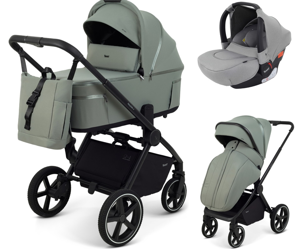 Детская коляска Rant Falcon X 3 в 1 RA126 с автокреслом Cruise Grey Olive
