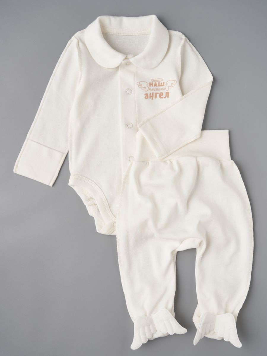 Боди и ползунки Little Star Наш маленький Ангел интерлок 72212 крем 56