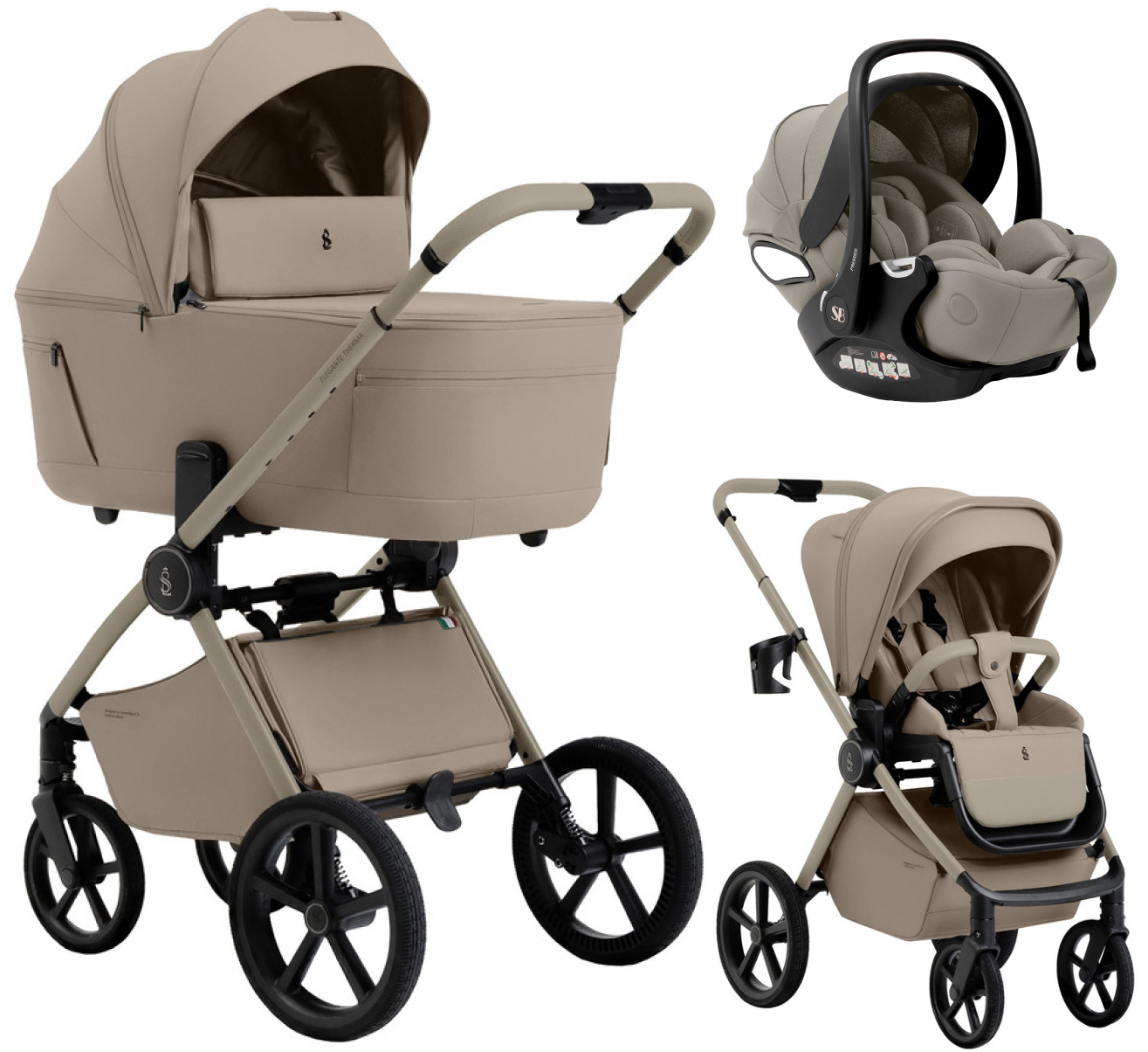 Коляска 3 в 1 Sweet Baby SBL Elegante Therma Colore + автокресло Premier Begie Champagne Beige