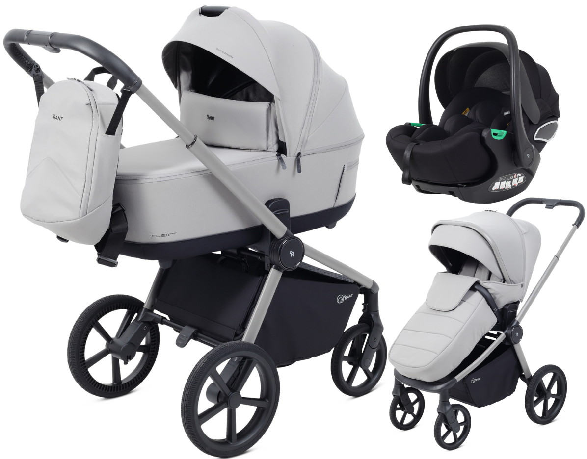 Детская коляска Rant Flex Therm Soft 3 в 1 с автокреслом Evomax Black Stone Grey