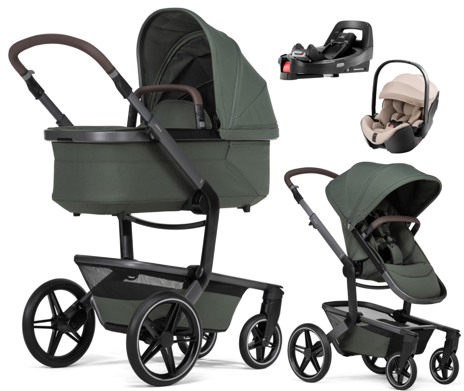 Детская коляска 4 в 1 Joolz Day 5 и автокресло Britax Roemer Baby-Safe Pro Style Teak без адаптеров и база Vario Base 5Z Forest Green